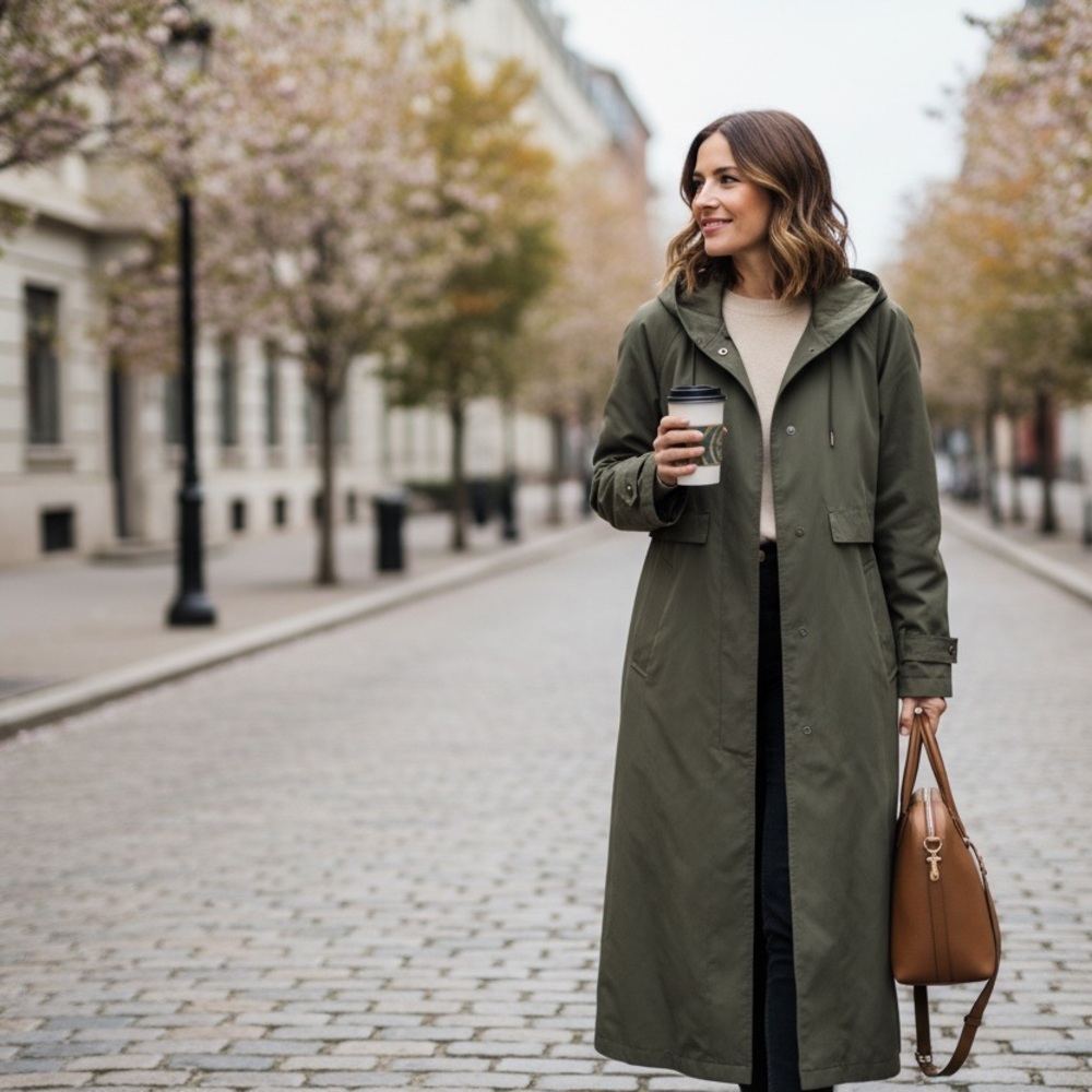 L.L. Bean Olive Green Women's Trench Rain Coat